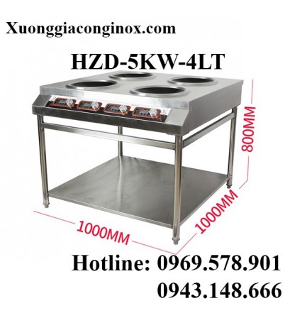 Bếp từ công nghiệp 4 mặt lõm có giá kệ 5KW HZD-5KW-4LT